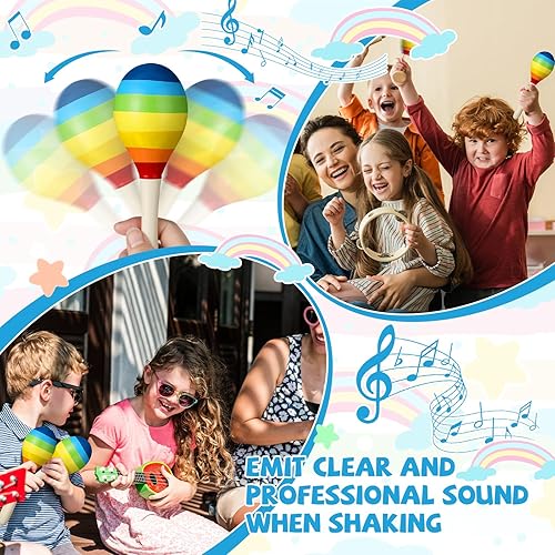 Miniatura 3 de Boao 20 maracas de madera de 7.87 pulgadas para adultos, diseño de maracas, diseño de maracas, recuerdo de fiesta musical para fiesta, cumpleaños,