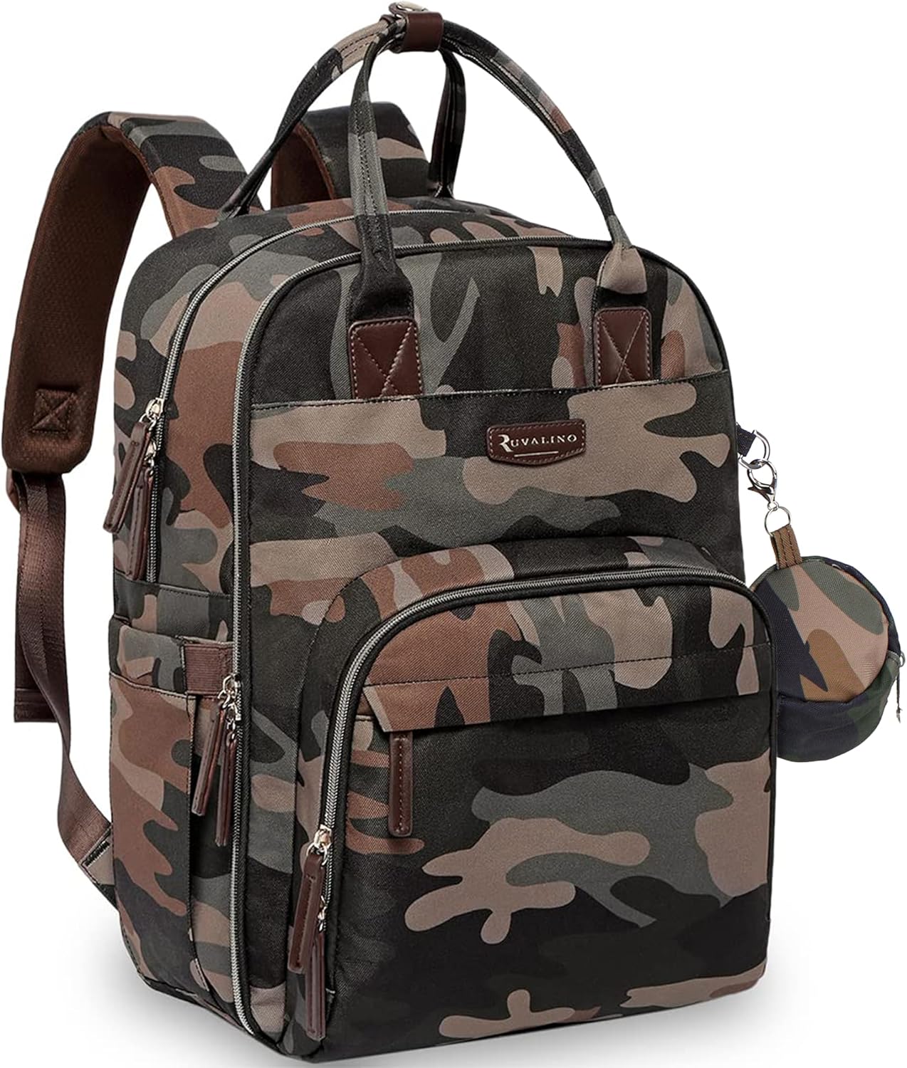 RUVALINO Diaper Bag Backpack, Multifunction Travel Pack Maternity Baby Changing Bags, Large Capacity, Waterproof, Green Camo Classic_green Camo Polyester - Image 1 of 8