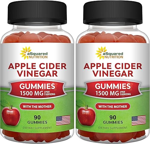 Miniatura 9 de aSquared Nutrition Gomitas de vinagre de sidra de manzana - 1500mg con la madre - 90 gomitas ACV con vitamina B6 y B12, ácido fólico - Suplemento de