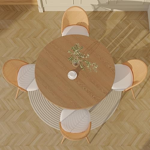 Miniatura 9 de TYBOATLE Juego de 4 sillas de comedor de ratán con cojín de piel sintética, modernas sillas de comedor con almohadillas ajustables para los pies,