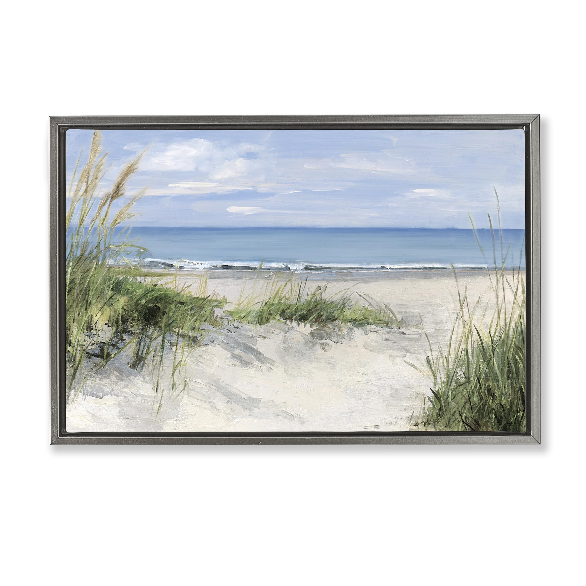 'Tall Grasses by Beach Coast'| Floating Frame Canvas Art