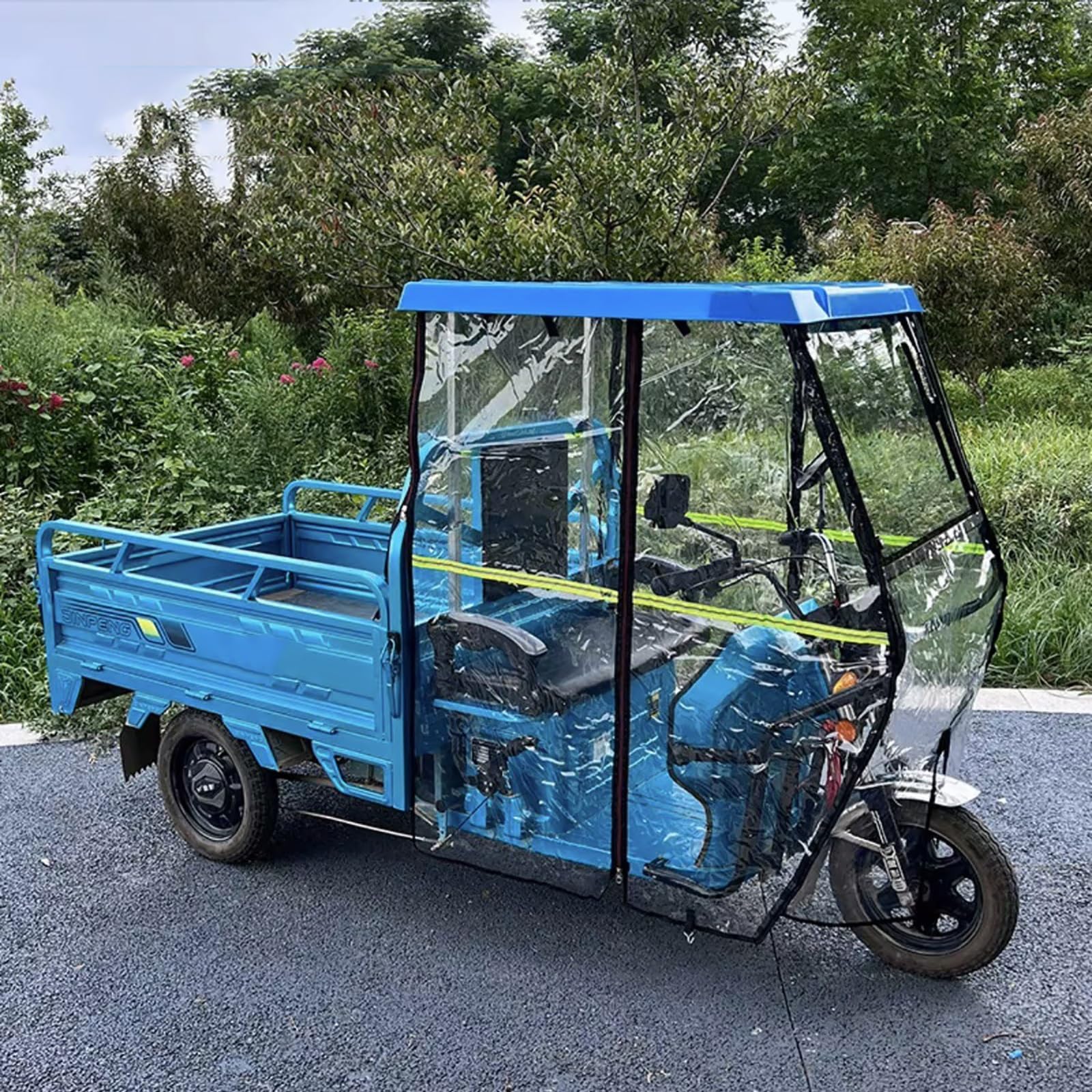 Generico Telo Copri-Triciclo Elettrico Blu - Telo Copri-Triciclo Elettrico a 3 Ruote, telone Resistente per consegne, Protezione per Triciclo da carico, tettuccio per Bici elettrica Resistente alle i