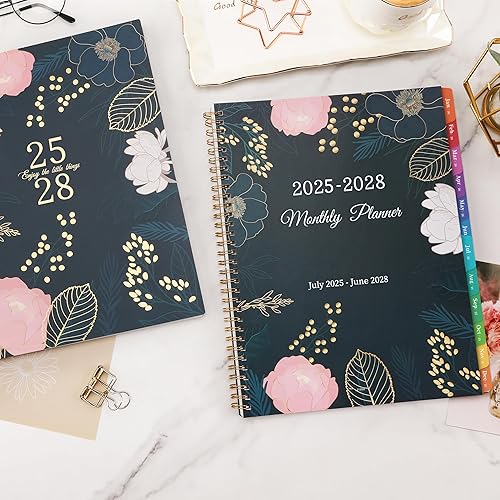 Miniatura 8 de Agenda mensual 2025-2028, julio 2025 a junio 2028, planificador mensual de 3 años 2025-2028, 9 x 11 pulgadas, 36 pestañas coloridas de meses,