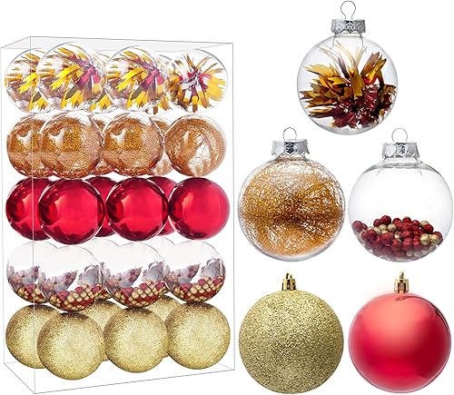 Joiedomi 30 adornos de bola de Navidad surtidos de 3.15 pulgadas, adornos de bola colgantes inastillables para decoración de vacaciones de Navidad,