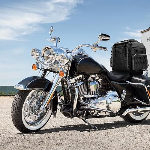 Miniatura 5 de KEMIMOTO Bolsa de Barra Sissy para Motocicleta Bolsa de Equipaje de Viaje Casco Bolsa Trasera 40L para Softail Sportster Dyna Road King Road Glide