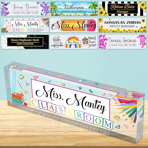 Placa de nombre de escritorio personalizada de bloque de acrílico personalizado para oficina, placa de escritorio personalizada, decoración de