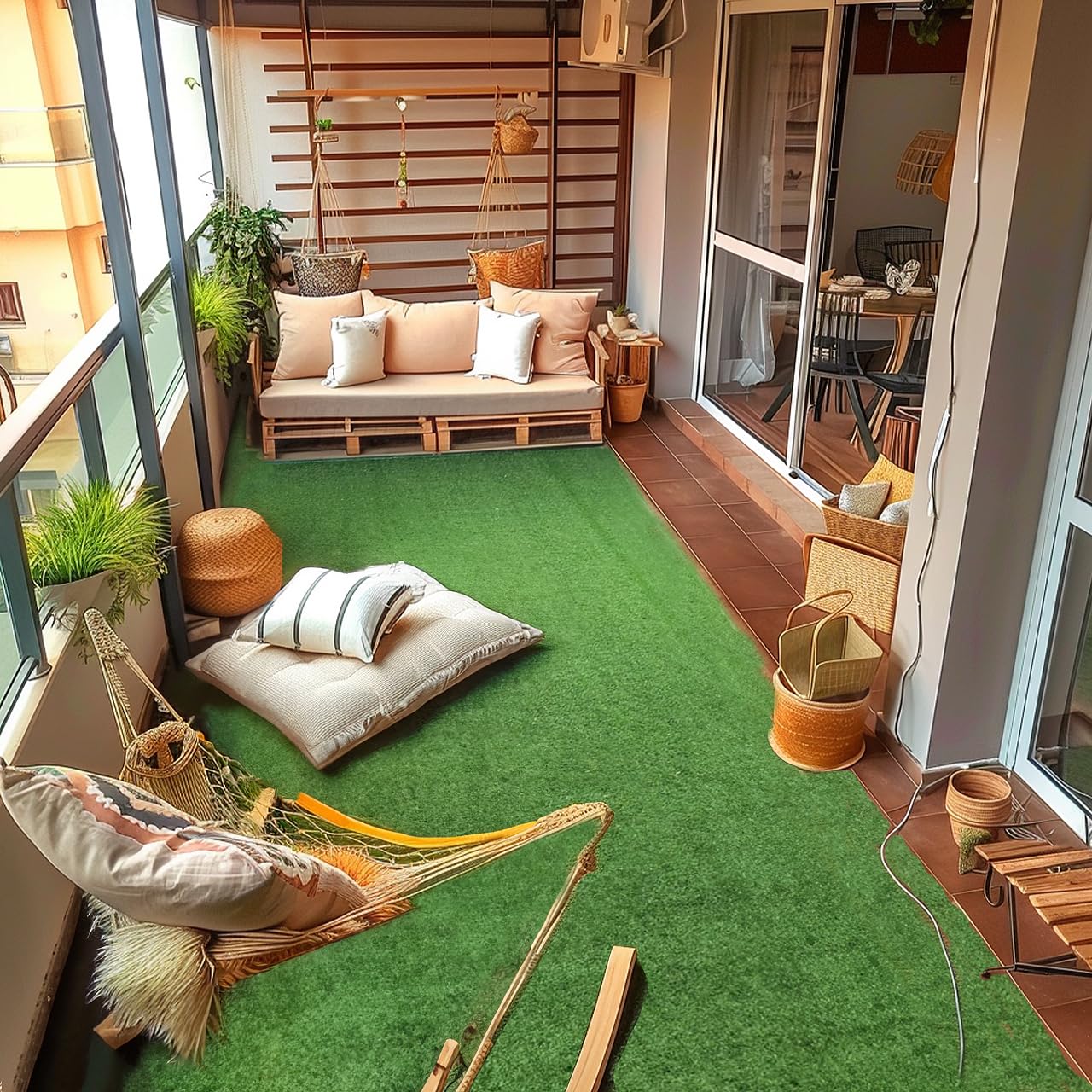 LUCATEX - Cesped artificial 2x5 metros Miami - 7mm de altura - Alta densidad - Ideal para exteriores, piscinas, terrazas, jardín - Económico y resistente - Cesped artificial moqueta
