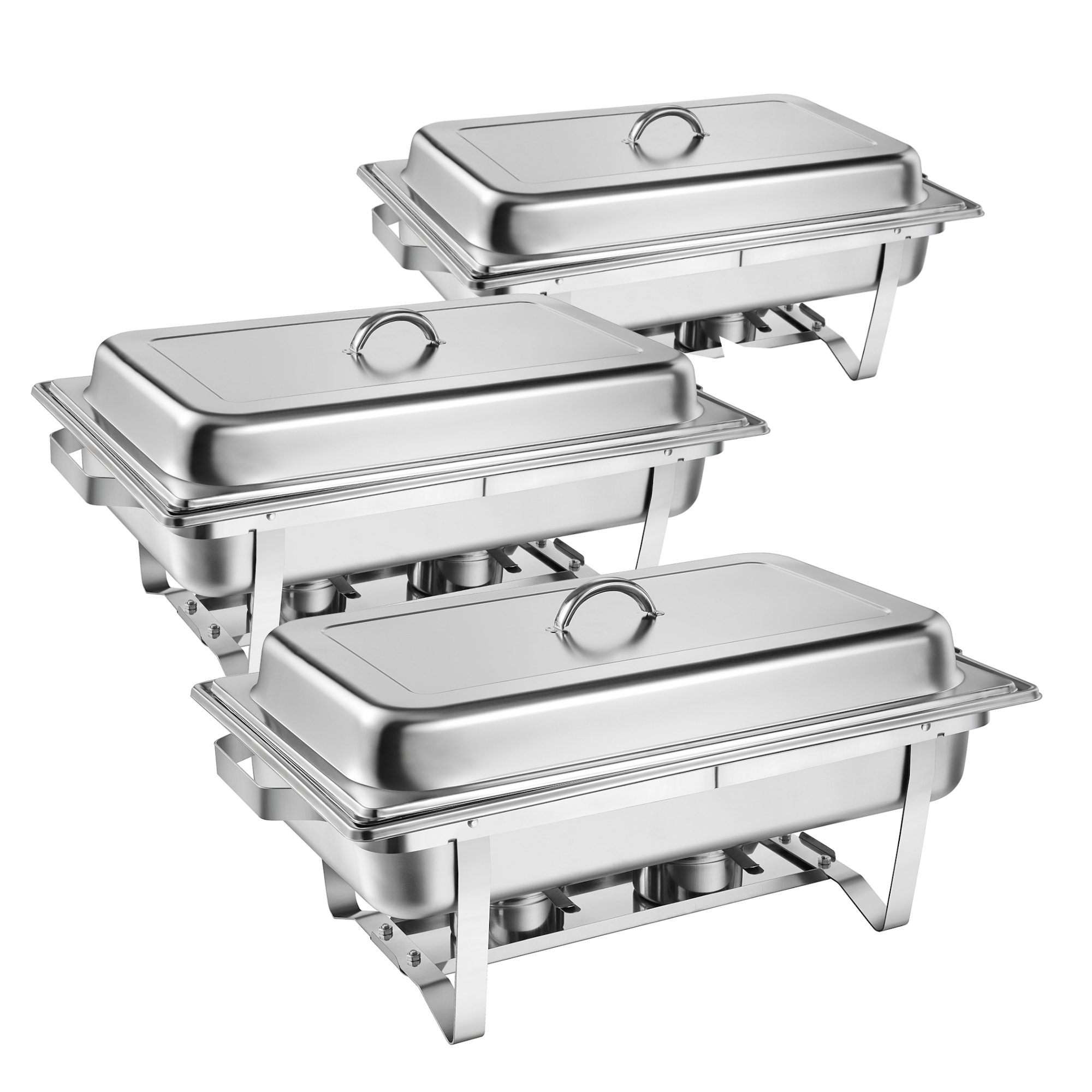 Zelsius Chafing Dish Professional Set Montpellier, 3 x Stainless Steel Warming Containers, 21