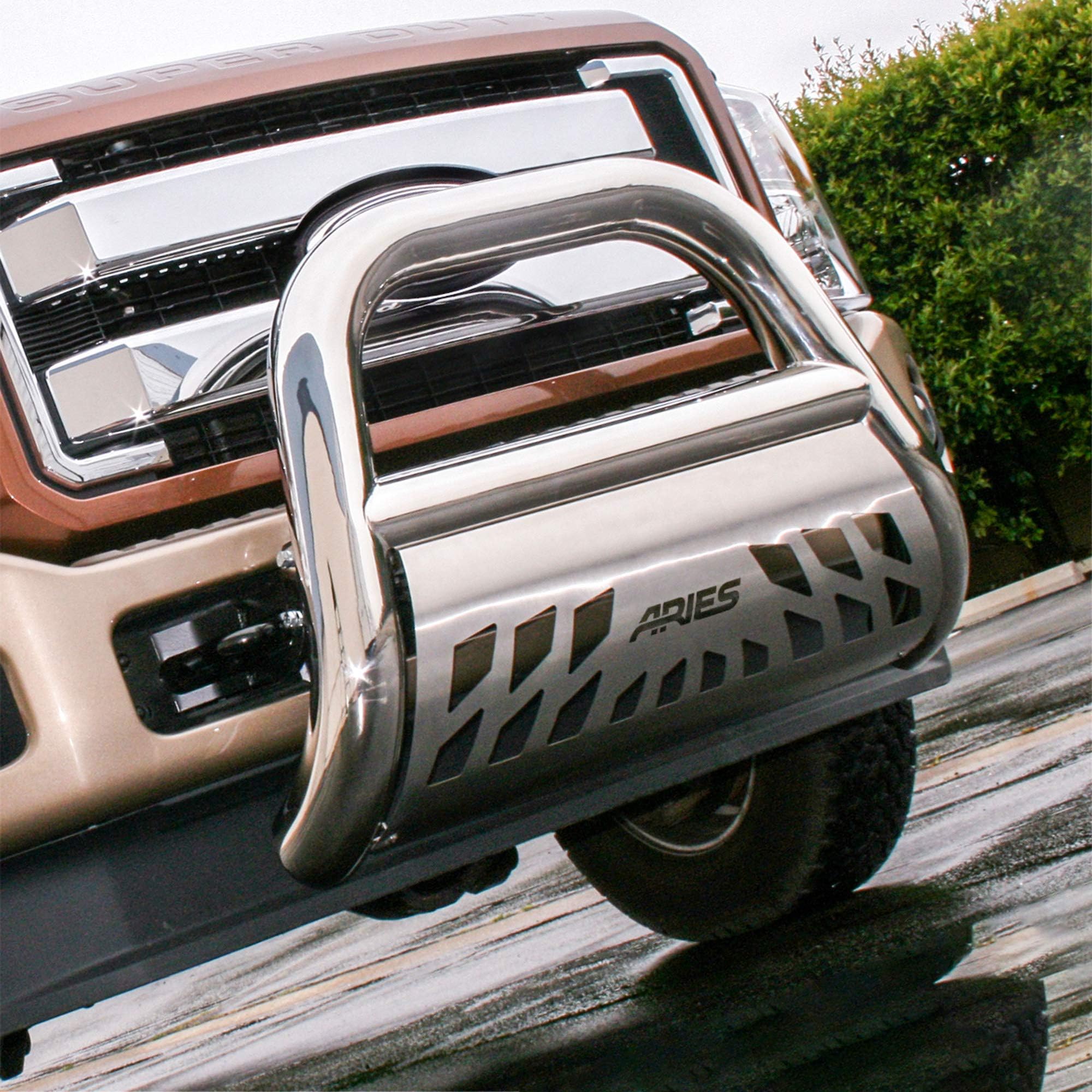 ARIES 45-4013 Big Horn 4-Inch Polished Stainless Steel Bull Bar, Select Chevrolet Silverado, GMC Sierra 2500, 3500 HD