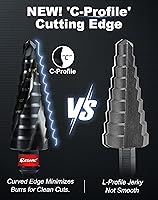 Vista 3 de EZARC Broca escalonada para metal, taladro escalonado de cobalto M35, flauta en espiral, broca de paso Unibit (1/4 a 3/4 pulgadas) resistente al