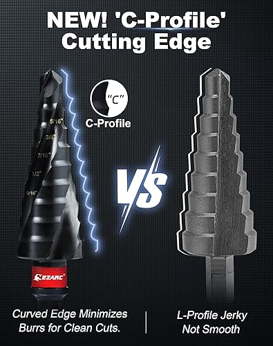 Miniatura 3 de EZARC Broca escalonada para metal, taladro escalonado de cobalto M35, flauta en espiral, broca de paso Unibit (14 a 34 pulgadas) resistente al