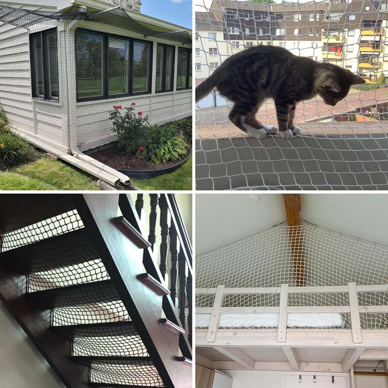 Climbing Safety Net Rope Mesh for Loft, Railing, Stairs, Patio, Garden - Black 2x8m (6.56x26.24ft) - Perfect for Childproofing and Sports Safety