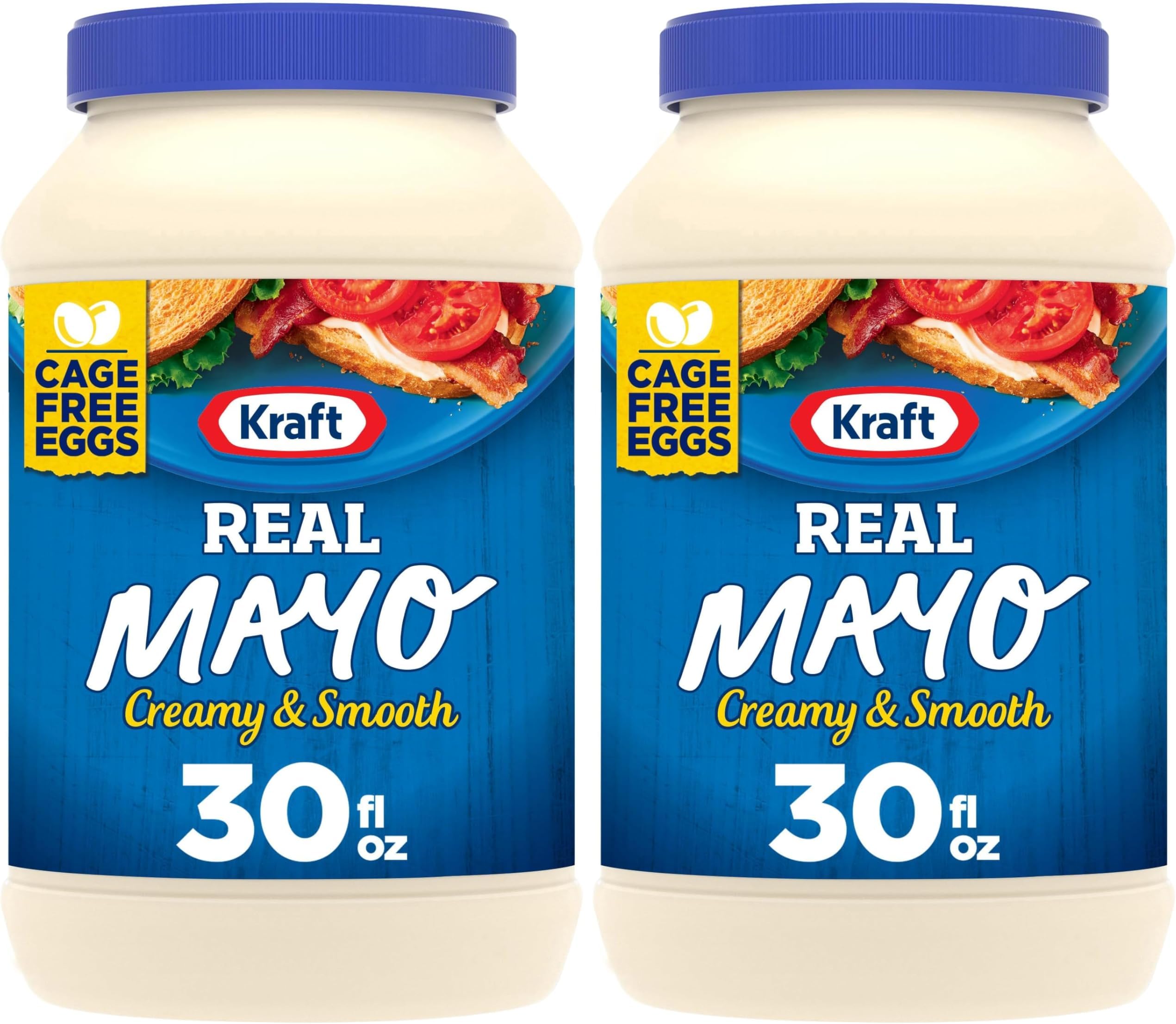 Real Mayo Creamy & Smooth Mayonnaise, for a Keto and Low Carb Lifestyle, 30 fl oz Jar (Pack of 2)