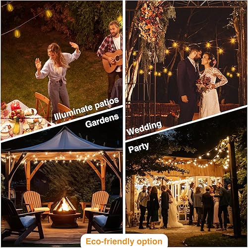 Miniatura 8 de DAYBETTER Guirnalda de luces para exteriores, 100 pies, 2200 K, inastillables, impermeables, LED, para colgar en el paraguas, luces de fiesta, para