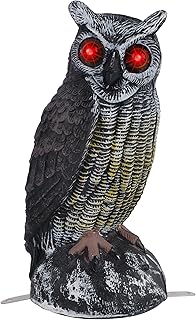 Sponsored Ad - Hausse Solar Fake Horned Owl Statue, 10.2 Inch Solar Powered Halloween Motion Activated Scarecrow Deterrent...