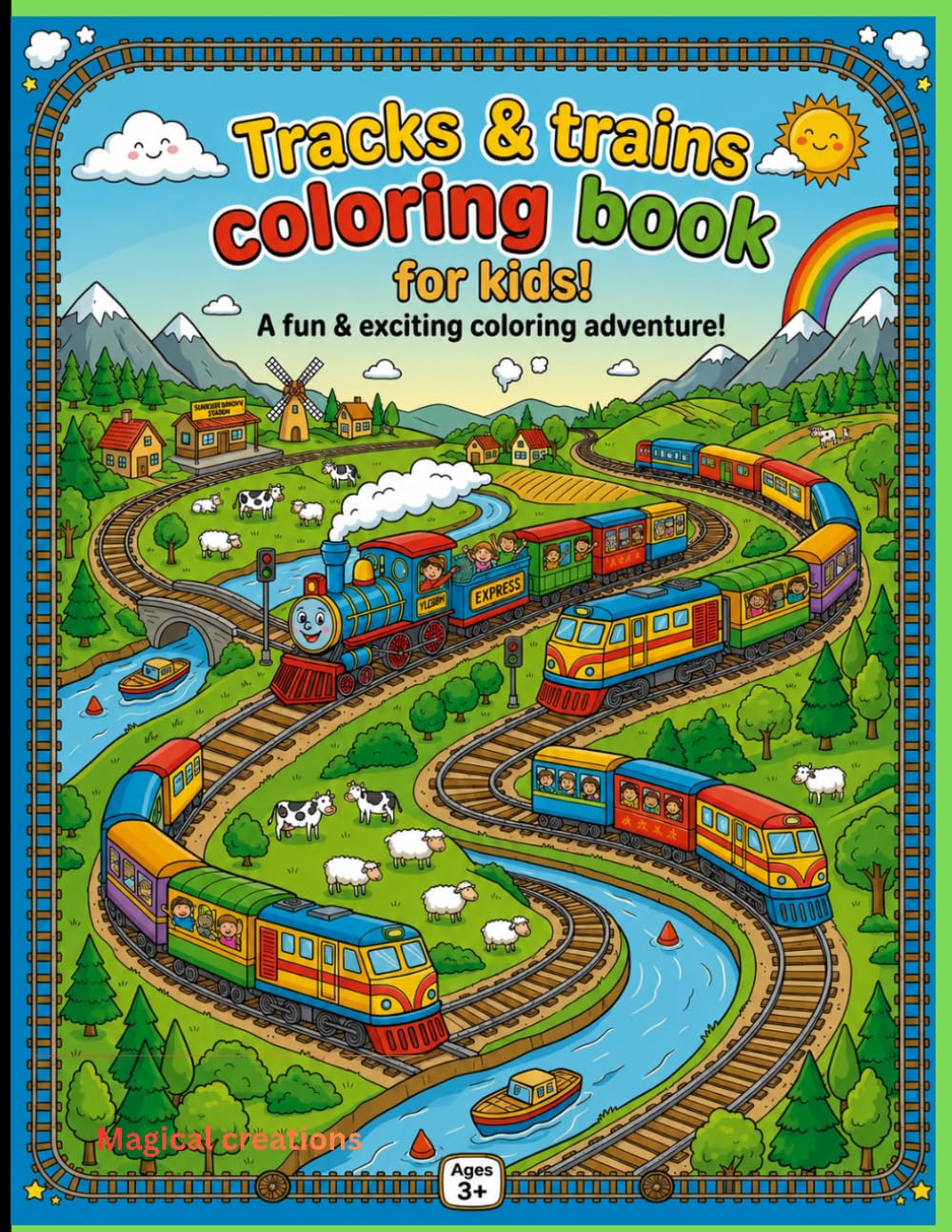 Tracks & trains coloring book for kids!: 50 Fun and Easy Train, Locomotive,Steam train,railroad,railway, Coloring Pages for Kids, Adults, and Train Enthusiasts of All Ages