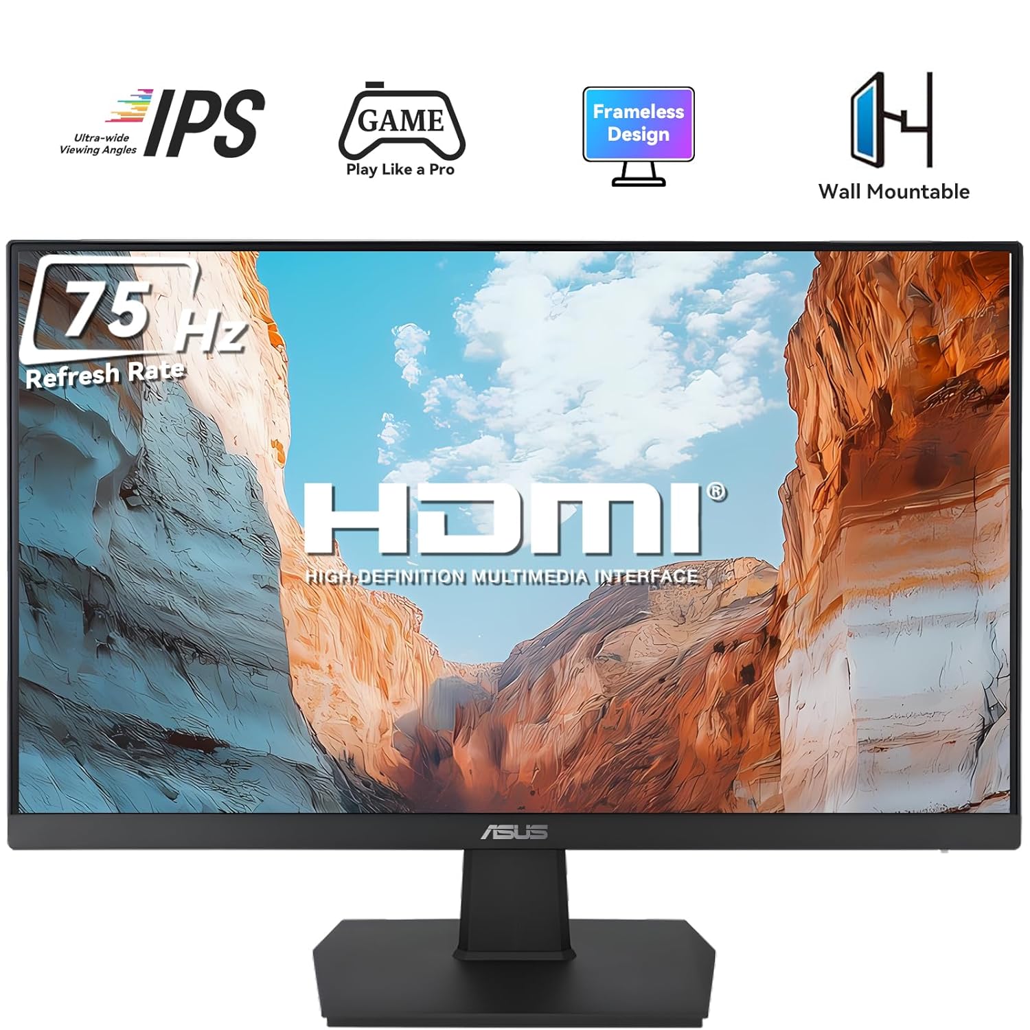 ASUS VA27EHE 27" Eye Care Monitor,Full HD 1920x1080 Computer Monitor,75Hz,IPS,Adaptive-Sync,Eye Care Plus Technology,Blue Light Filter,Flicker Free,for Working and Gaming,HDMI D-Sub,3 yr Warranty 3 81VscME35PL. SL1500