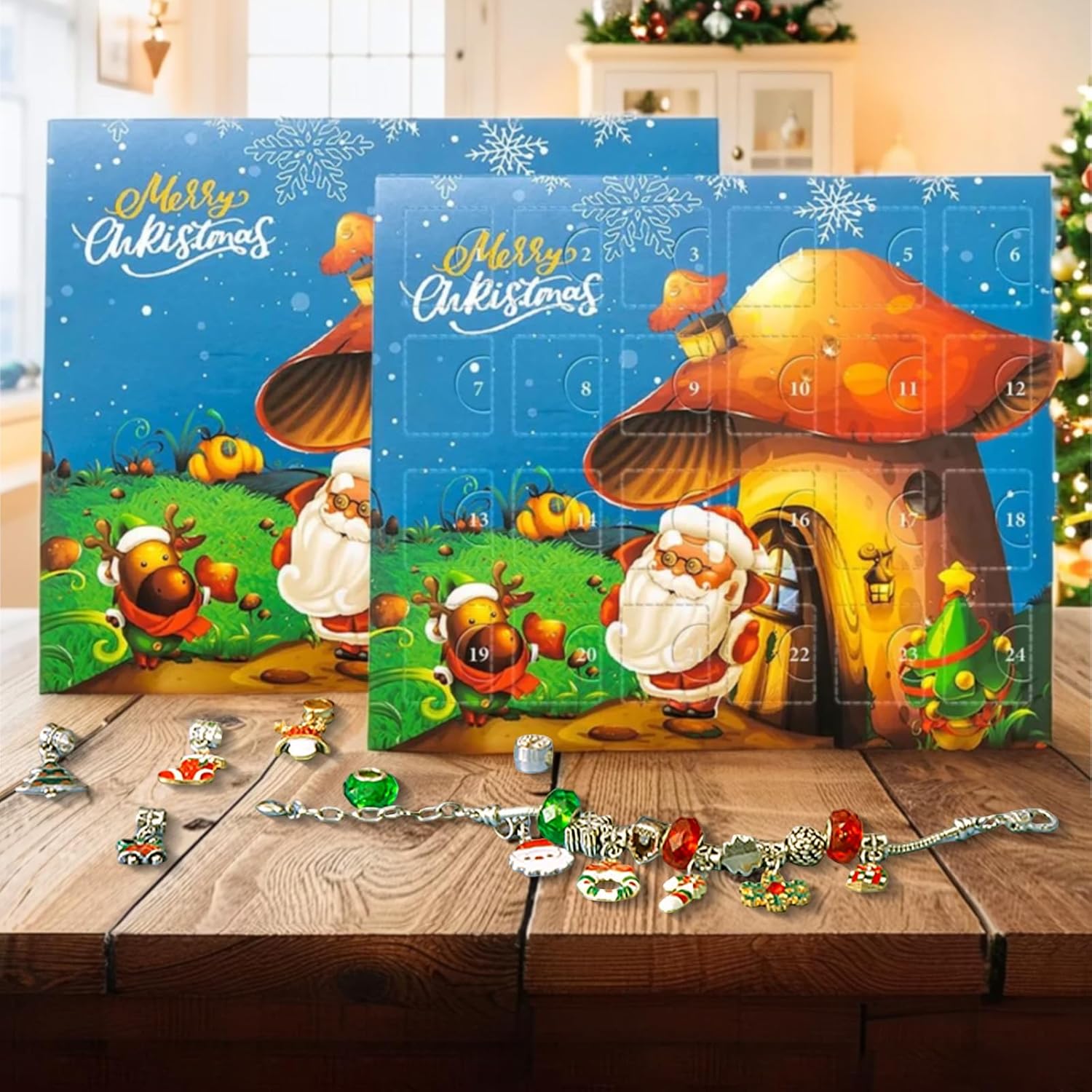 Mushroom Christmas Advent Calendar, 24 Days DIY Charm Bracelets Jewelry Xmas Countdown Calendar Box Beaded Bracelets Jewelry Making Kit Gift for Xmas Stocking Stuffers - Image 7