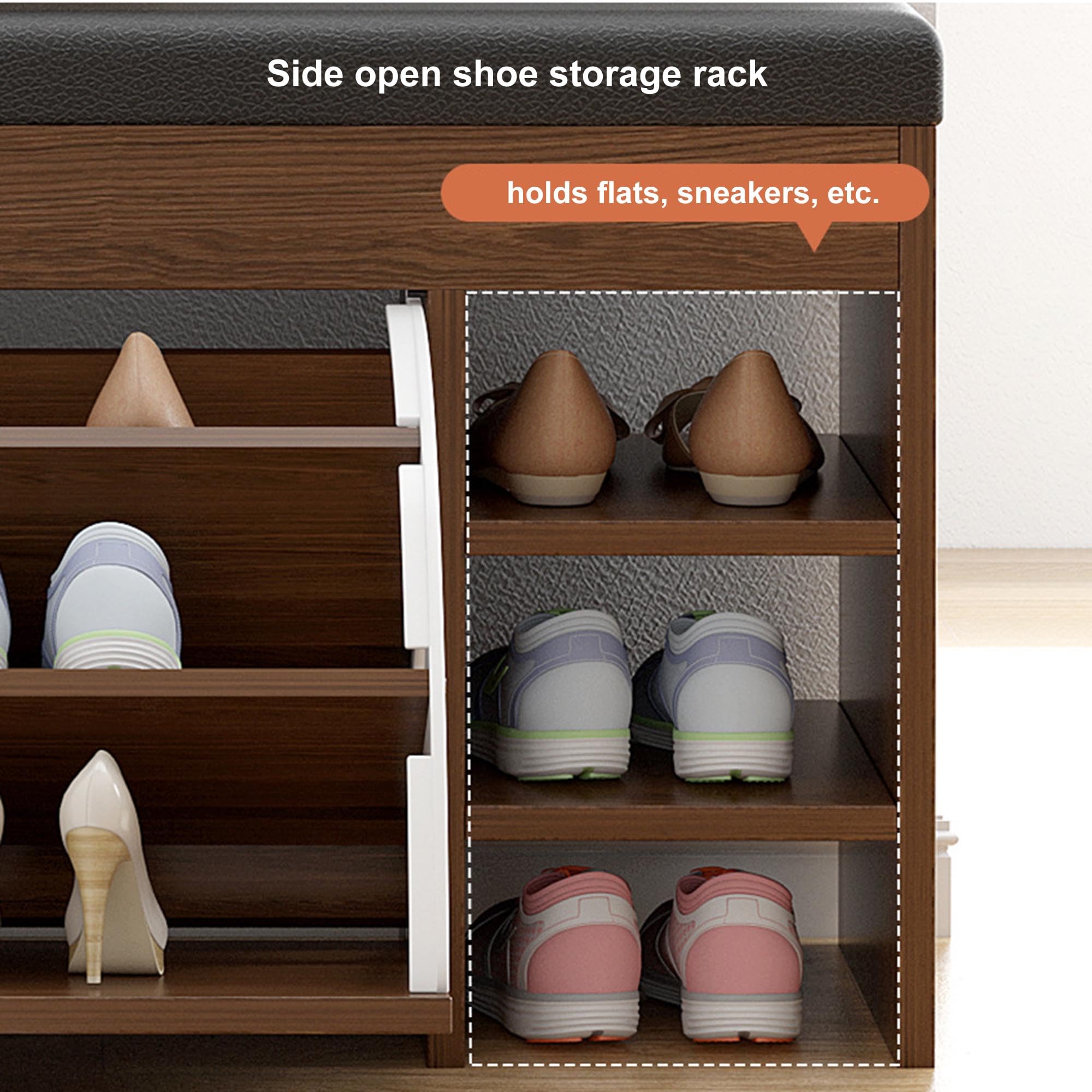 3-Tier Shoe Bench, Shoe Storage Bench, Shelf Entryway Bench with