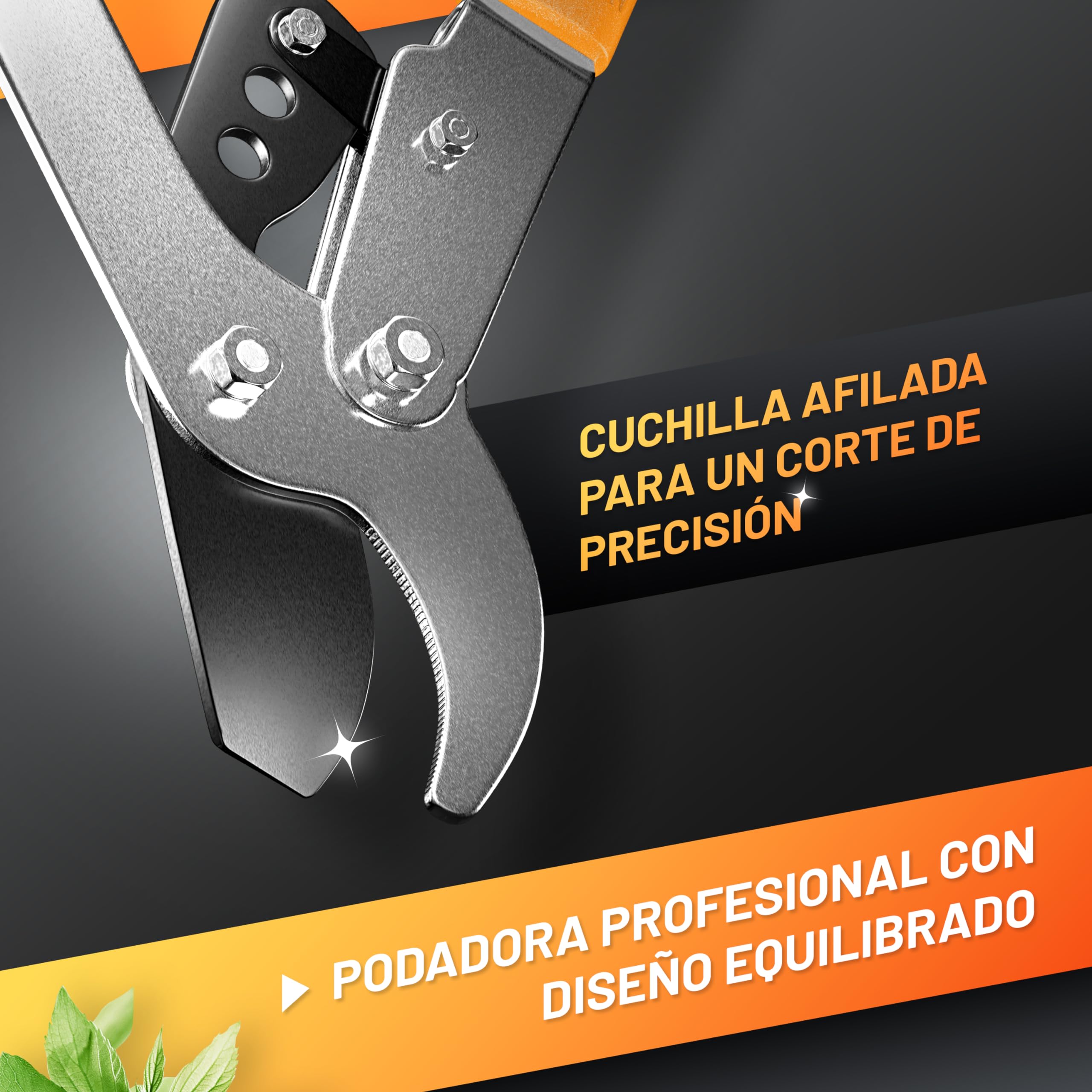 GRÜNTEK Tijeras de poda telescópicas XT 685-940 mm sistema de corte Bypass. Hoja 82mm de acero revestido templado y Teflon. Magos con 6 pos. ajustables.
