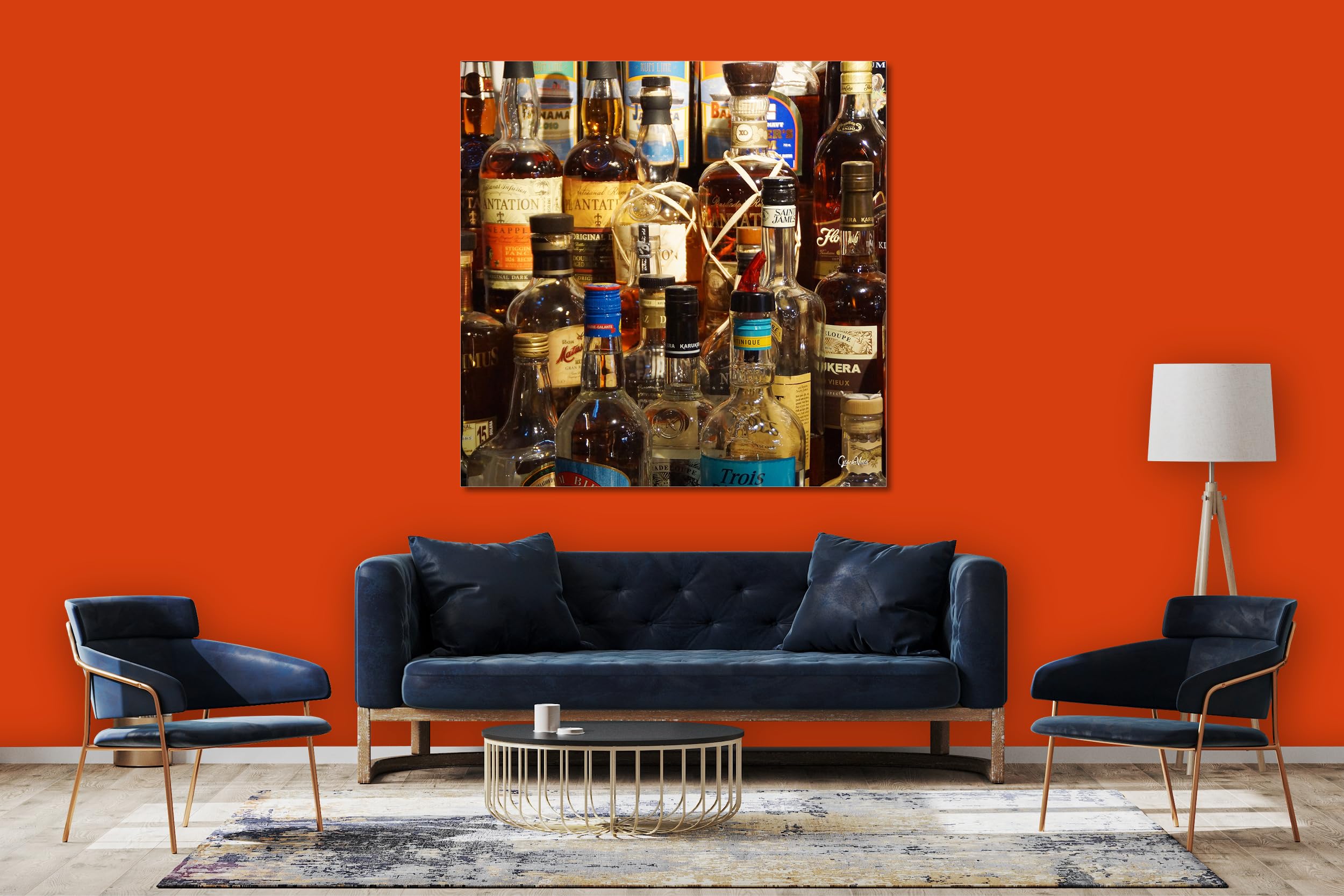 Glücksvilla - Drinks 4 - (Leinwand-Bild 2 cm, 150 x 150 cm) | div. Maße - aus DE - Kunstdruck XXL Deko Wandbild Quadrat - Getränke Bar Alkohol Restaurant