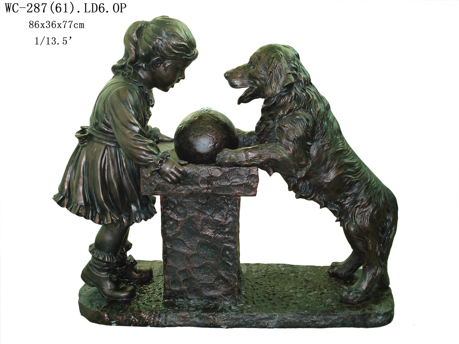 Outdoor Indoor Garden Patio Girl and Dog Statue Sculpture