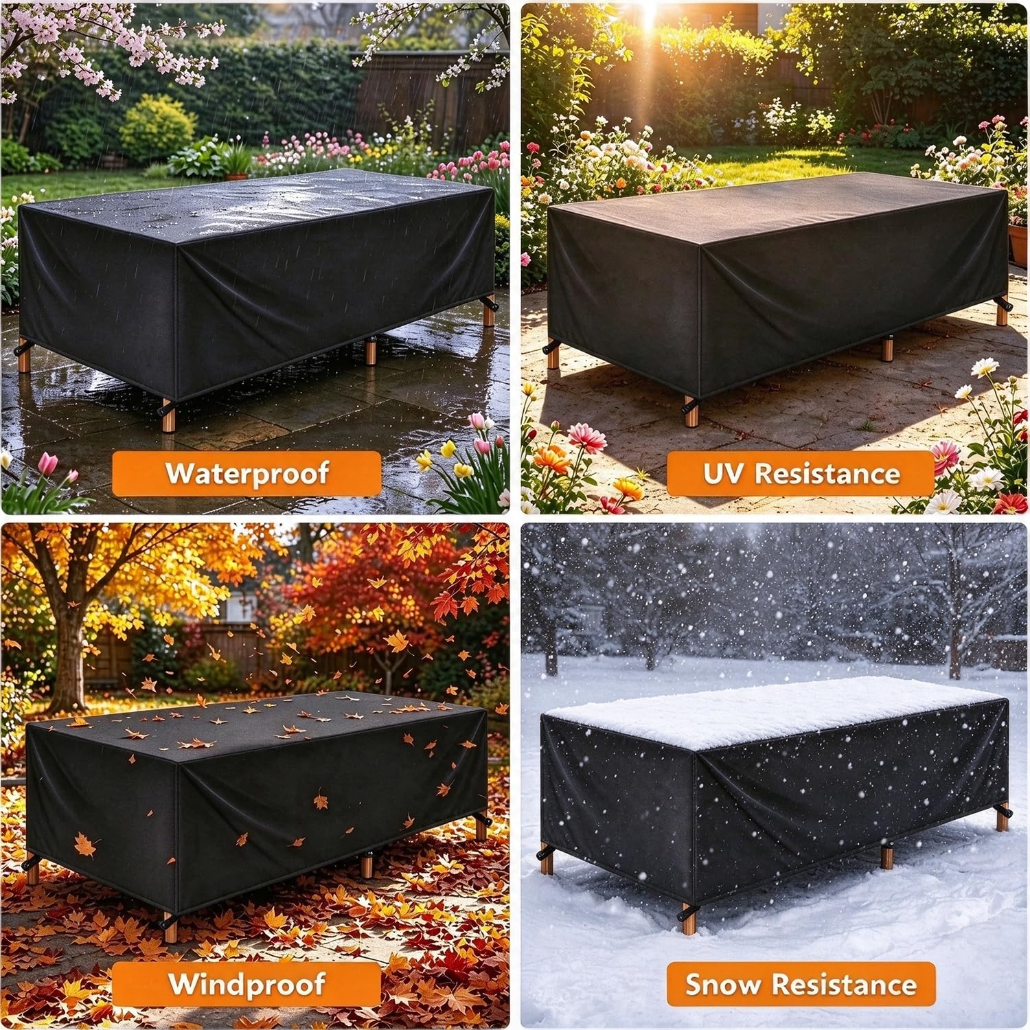 Housse Salon de Jardin Exterieur,200x160x90cm/LxlxH Bache Table Exterieur