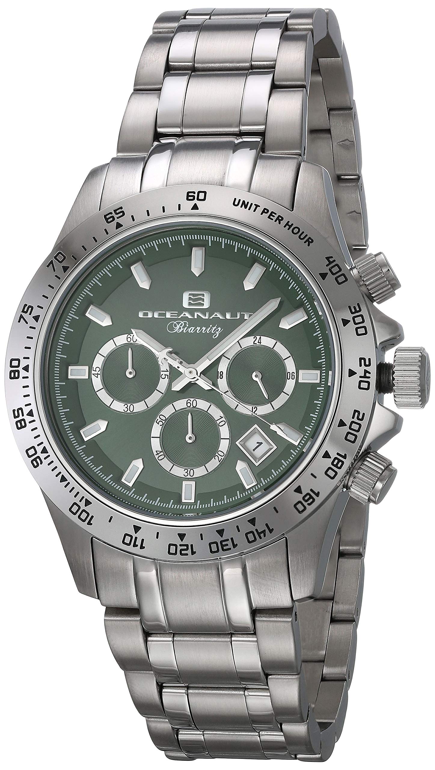 OceanautMen's Biarritz Stainless Steel Analog-Quartz Watch with Stainless-Steel Strap, Silver, 20 (Model: OC6112)