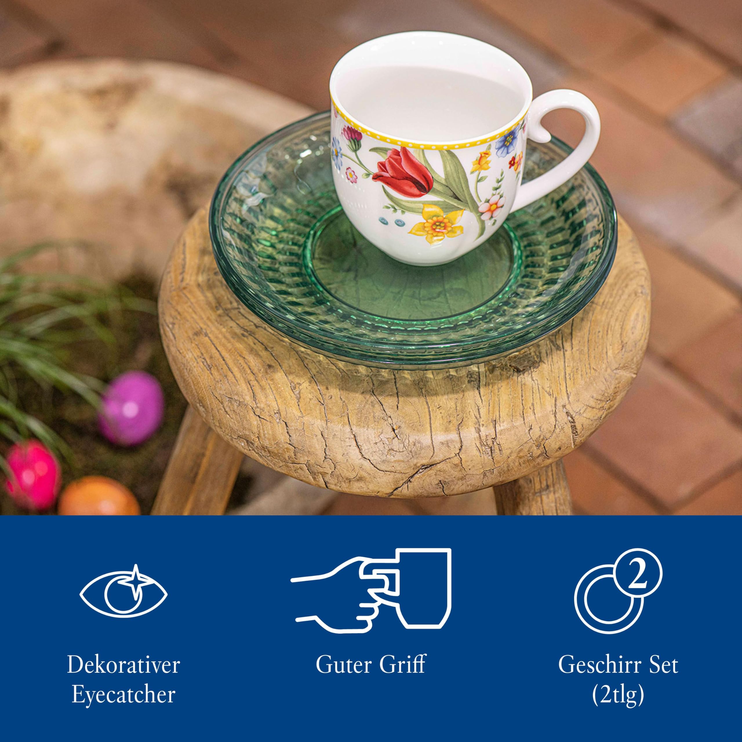 Villeroy & Boch – Wiosenne kubki z uchwytem, 2-częściowy, filiżanka, kubek do kawy, kubek do kawy, kubek na gorące napoje, Wielkanoc, prezent na Wielkanoc, porcelana premium