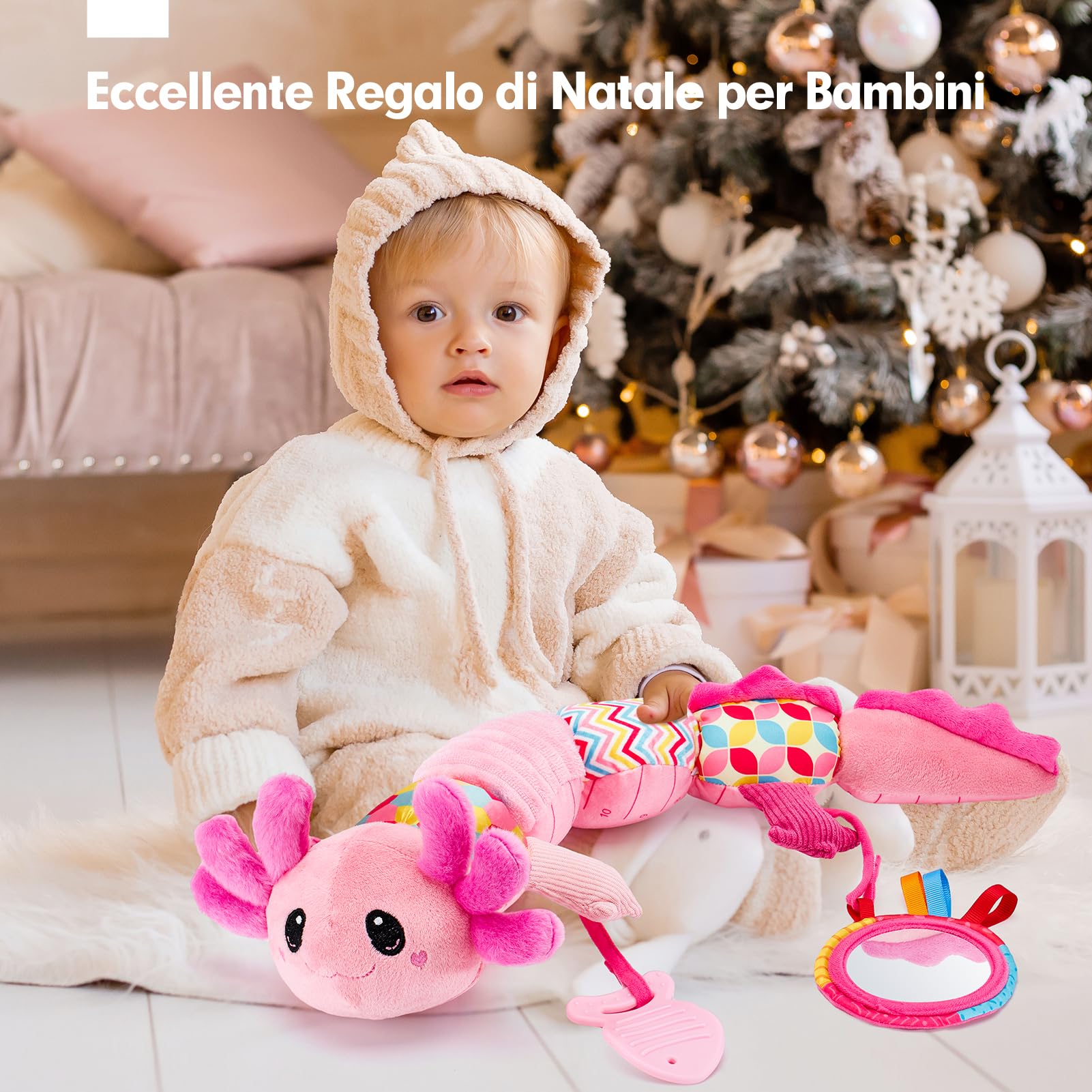 hahaland Giochi Neonato 0 3 6 Mesi - Musicali Peluche per Neonata 0-9 Mese, Tummy Time, Montessori, Giocattoli Sensoriale della Prima Infanzia Peluche Interattivo