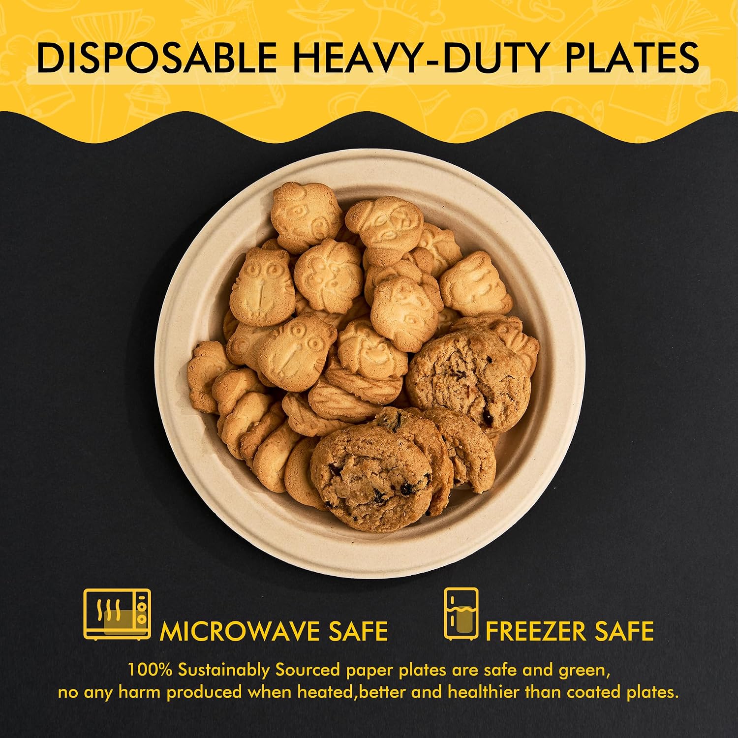  Compostable Paper Plates 7 Inch [125 Pack] | Unbleached Brown, Disposable Biodegradable Heavy Duty Paper Plates, Made of Natural Sugarcane Fibers, Round thumbnail