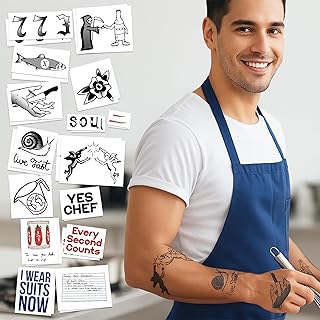 Cosplay Temporary Tattoos - Chef Inspired Design for Halloween, Costume Parties & Fan Conventions - MADE in USA - DOUBLE PACK!