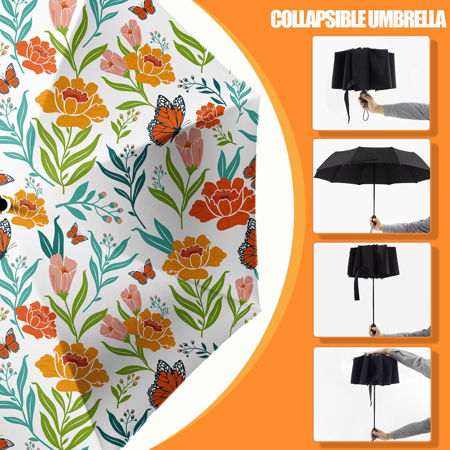 Small Compact Travel Automatic Folding Umbrella for Women, Portable Lightweight, Rain, Wind, UV Sun Shade
