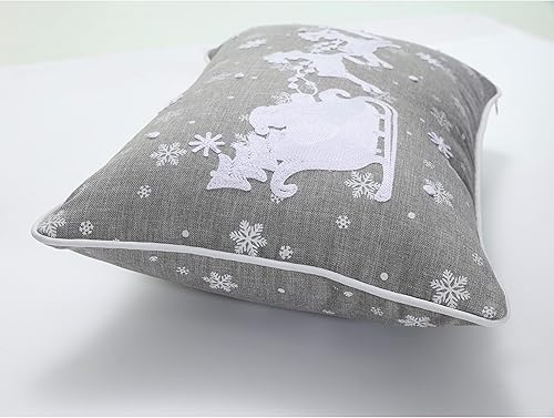 Miniatura 4 de Pillow Perfect Funda de almohada lumbar gris de trineo y renos de Papá Noel, 13 x 19 pulgadas, color gris