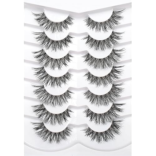 Miniatura 98 de Pooplunch Pestañas postizas de pelo de visón sintético, estilo de ojo de gato, paquete de pestañas postizas naturales esponjosas, paquete múltiple