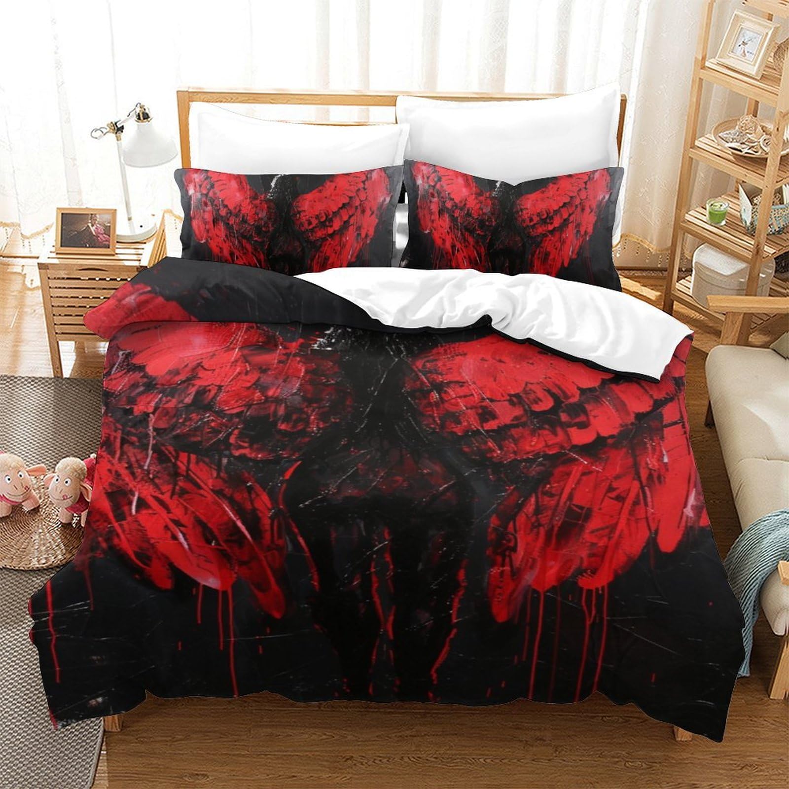 Parure de lit 140x200 microfibre Les Ailes avec 2 taies d'oreiller