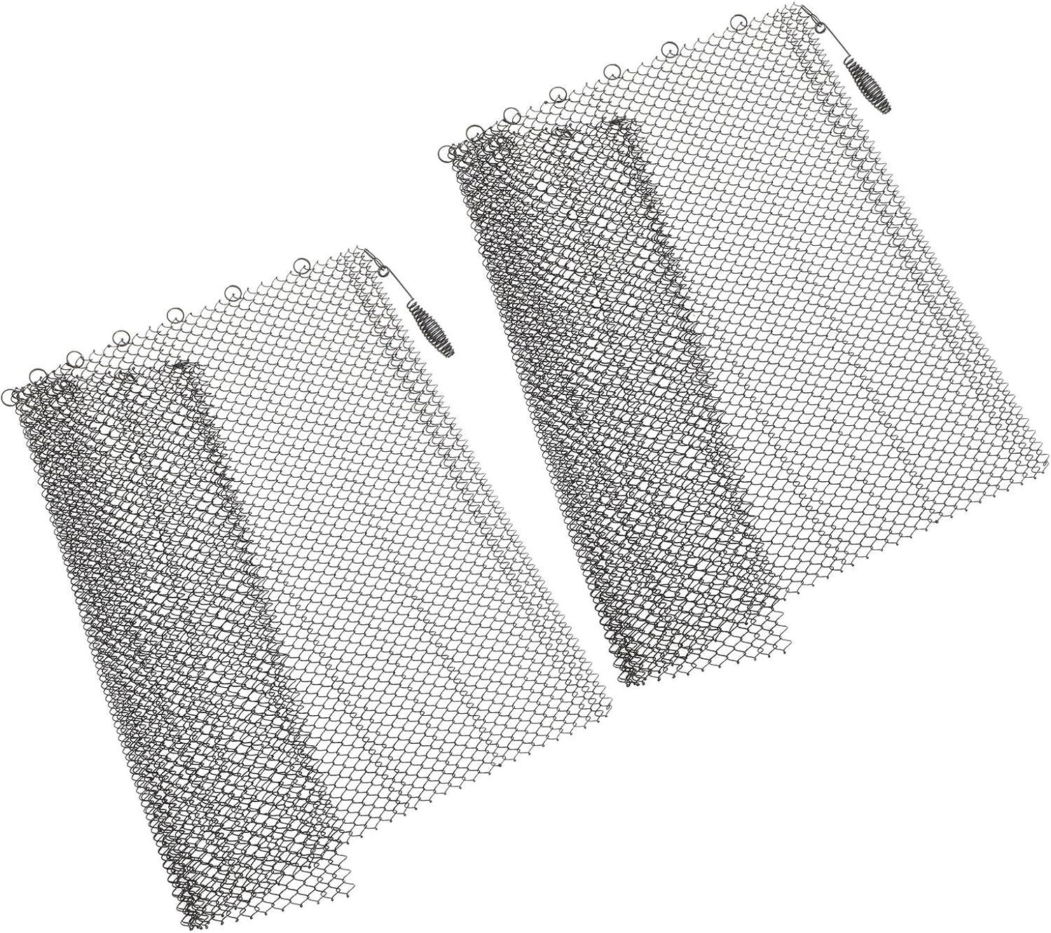 2pcs Fireplace Mesh Screen Curtains Xin Iron Heat Shield Panels with Metal Rings Easy Install Heat Resistant Rust-inhibiting Black Enamel for Home Fireplace Safety