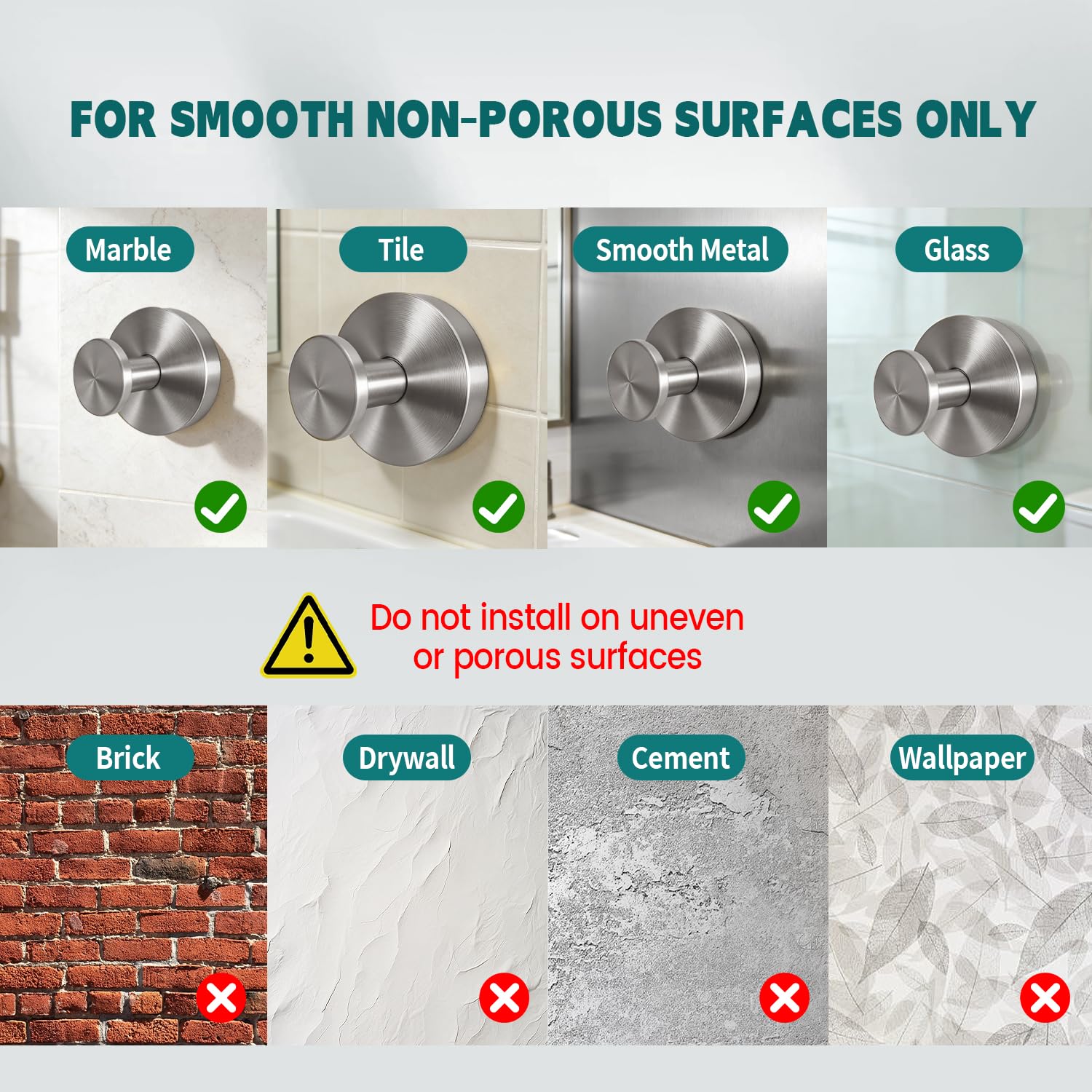 HWERTHREEMER 2026 Upgraded Suction Cup Hooks for Shower, Heavy Duty Vacuum Lock No Drill Stainless Steel Hooks, Rustproof Silver Bathroom Towel Hooks for Glass Door Tile & Windows, 2 Pack - 4