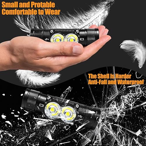 Miniatura 5 de Paquete de 4 faros delanteros recargables, 1200 lúmenes LED con 4 modos de luz, IPX6, impermeables, superbrillantes, de alto lúmenes, con correa