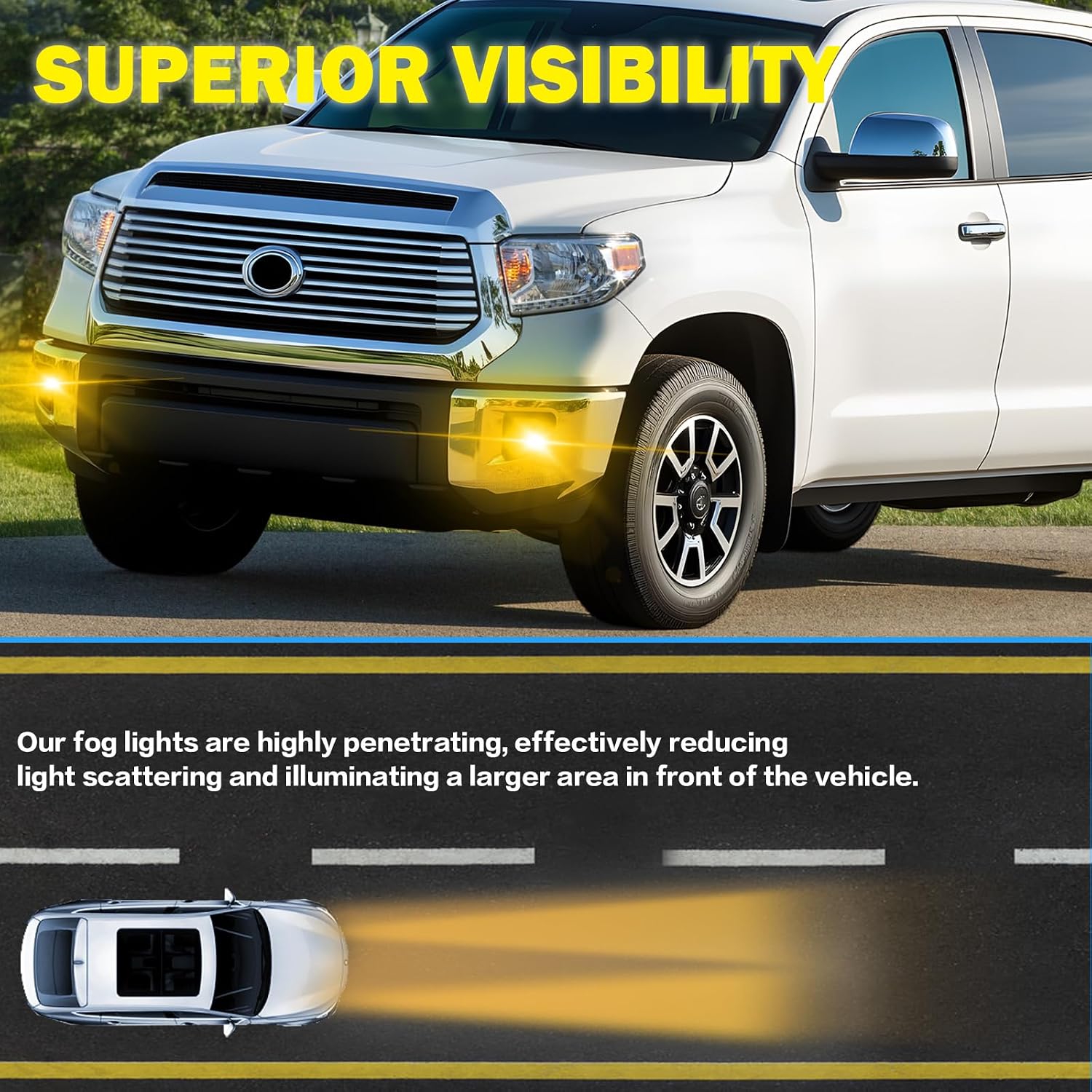 Driving Bumper Fog Lights for 2014-2021 Toyota Tundra with H11 12V 55W Halogen Bulbs & Switch and Wiring Kit (Clear Lens)