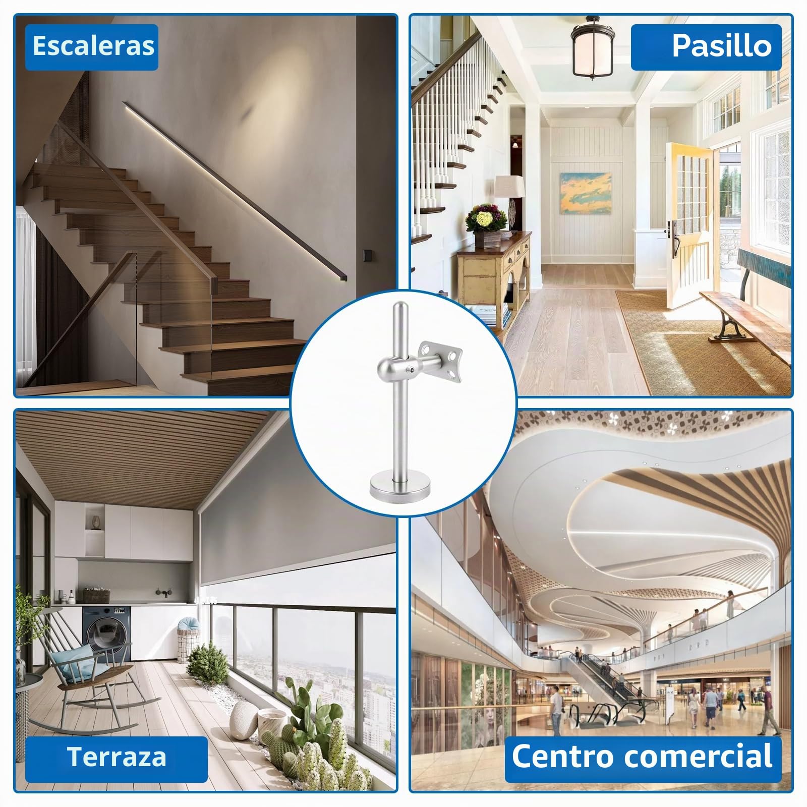 2 soportes para pasamanos ajustables, 150 mm, soporte de pasamanos de acero inoxidable, barandilla para escaleras, soporte de pared interior, accesorios para pasamanos, soportes para