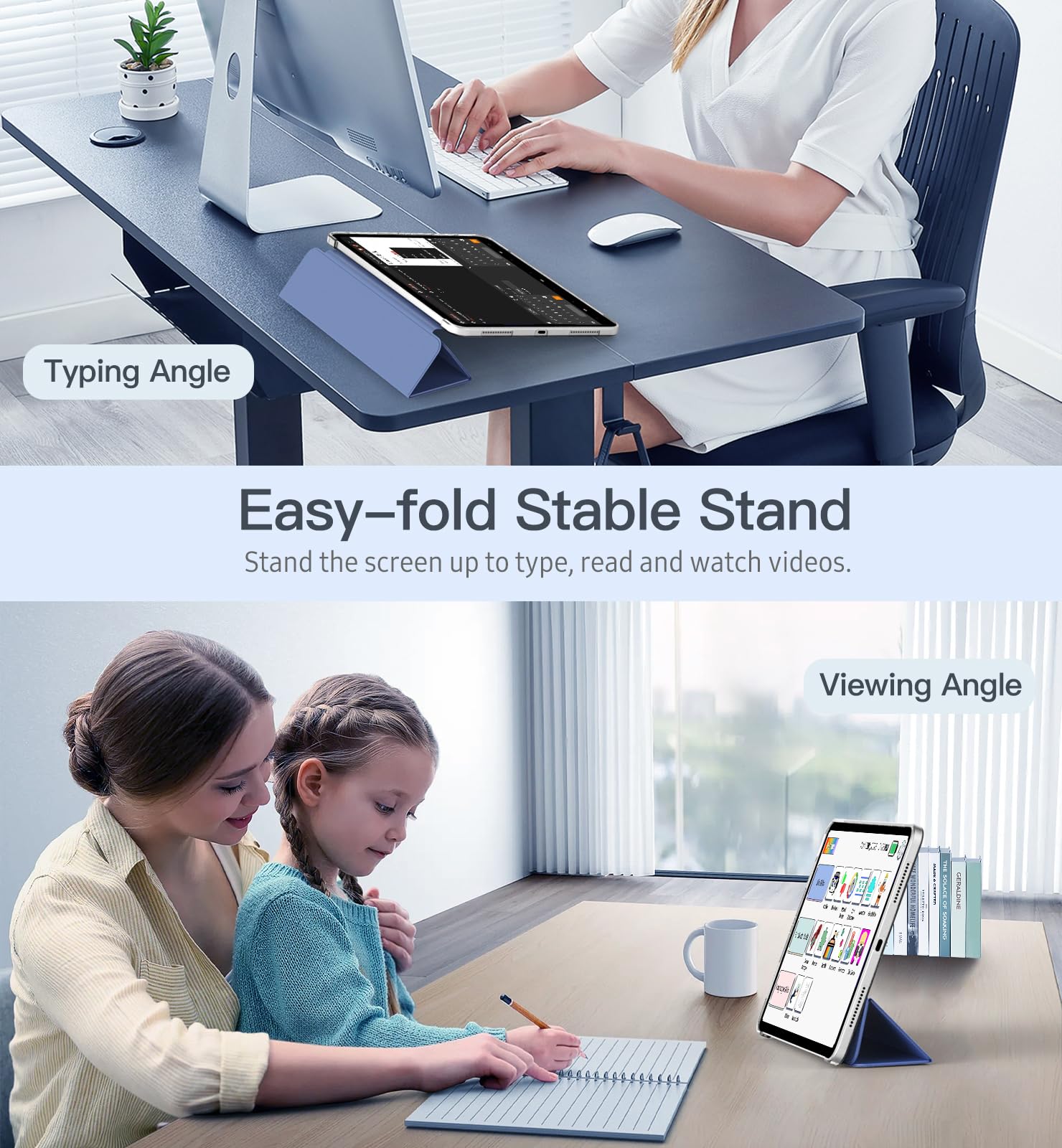 TiMOVO Hoes voor iPad Air 11 inch (M2) hoes 2024, iPad Air 6e/5e/4e generatie (2024/2022/2020), sterke magnetische trifold standaard, ondersteunt Apple Pencil Pro/2nd/USB-C- grijs