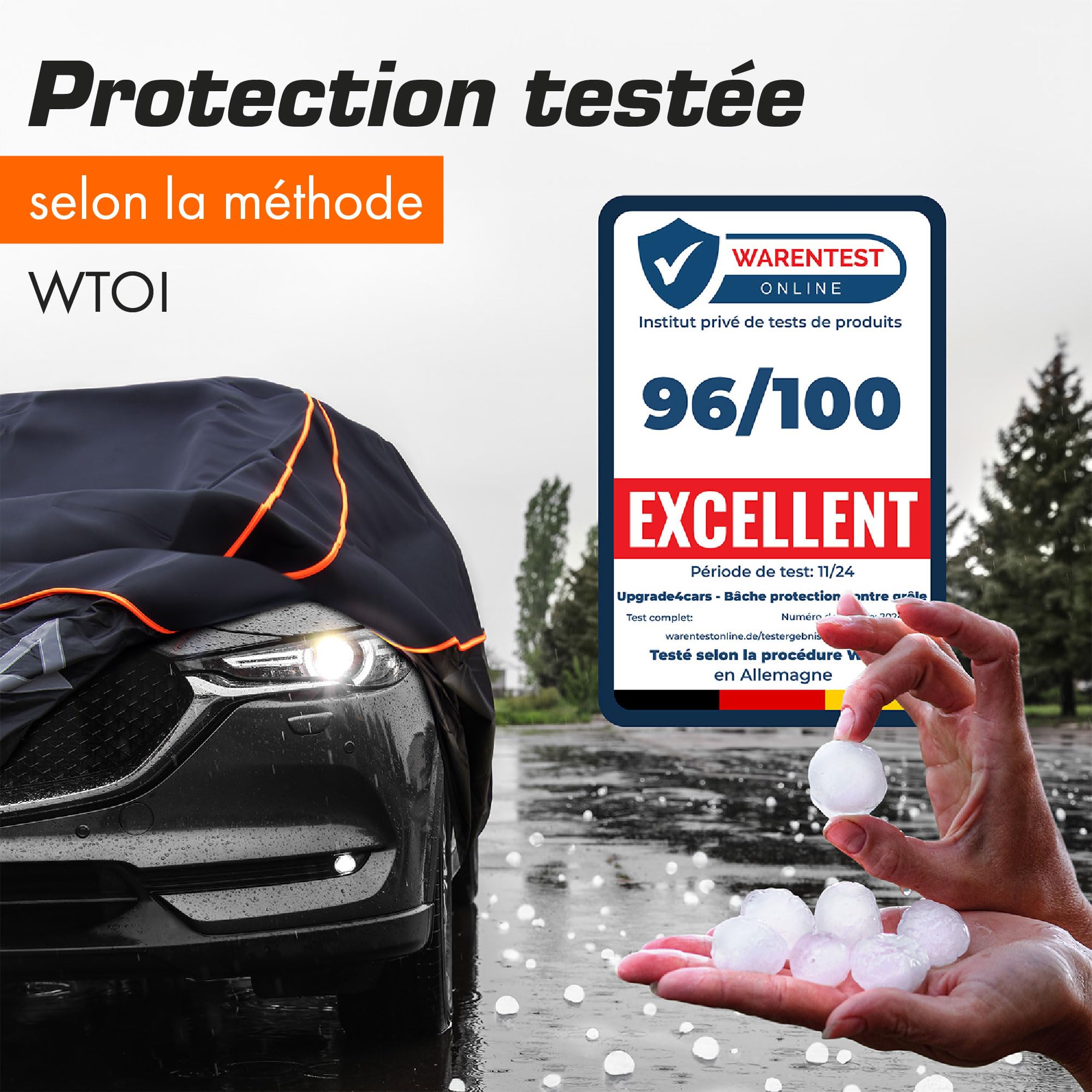 Upgrade4cars Bâche de Protection Voiture Extérieur Anti-Grêle Version 2026