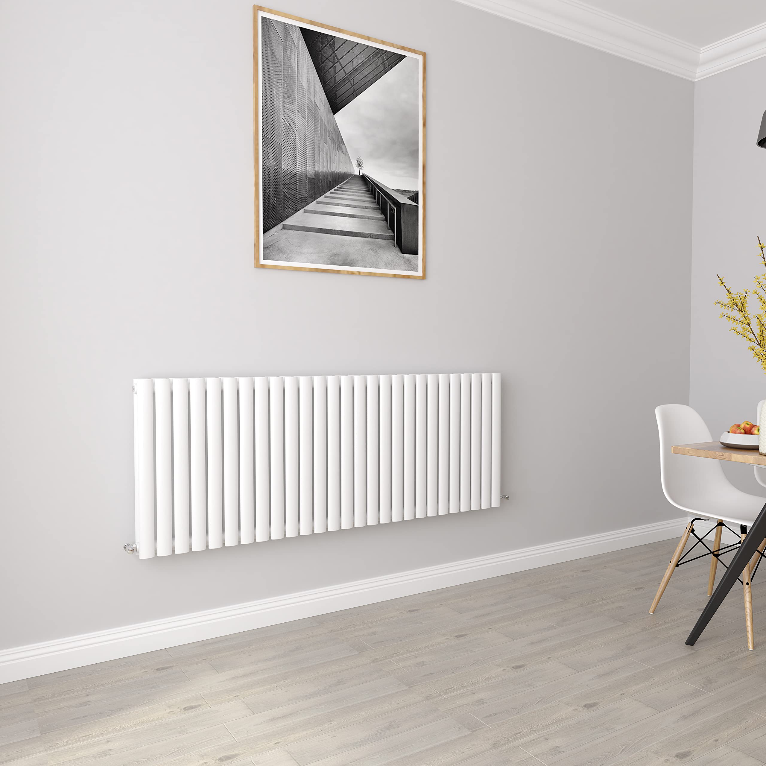 Biubiubath White Radiators Horizontal Double Panel Designer Radiator Central Heating Rad 600X1593mm (W