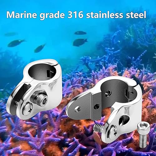 Miniatura 7 de Bimini - Soporte de mandíbula superior de acero inoxidable 316 de 1 pulgada, herrajes Bimini de acero inoxidable, abrazaderas superiores Heavy Dudy