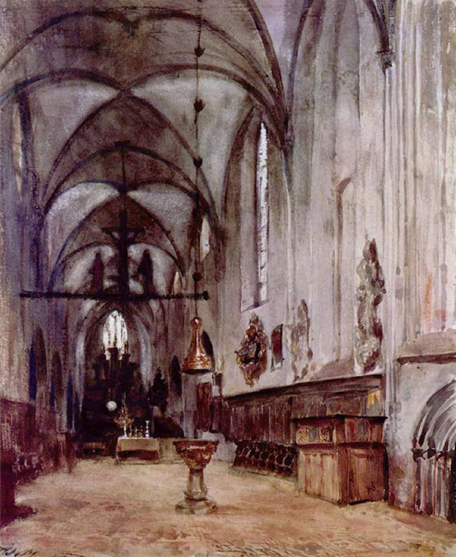 SERENDIPITP Vintage Wall Art Canvas Nordic Poster Canvas Print Picture the Choirs of the Old Monastery Church in Berlin by Adolph Von Menzel Wall Art Poster for Home Decor 60x90cm