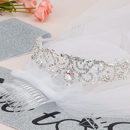 Miniatura 9 de Corona de cristal + banda de novia + velo, regalos de despedida de soltera, decoraciones de despedida de soltera, velo de boda, velo de despedida de