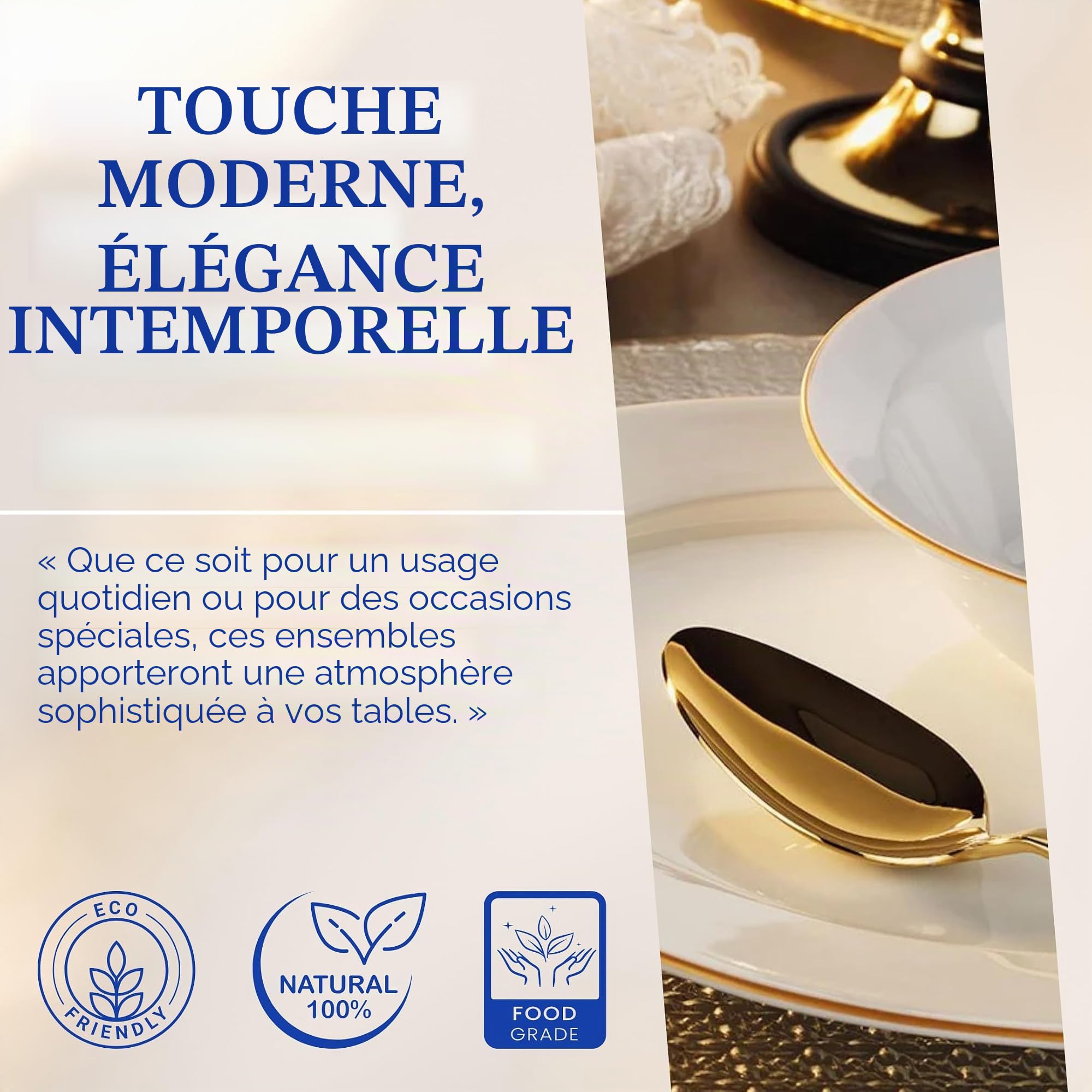 Porland Mina - Service de table en porcelaine 18 pièces doré - Complète et élégant