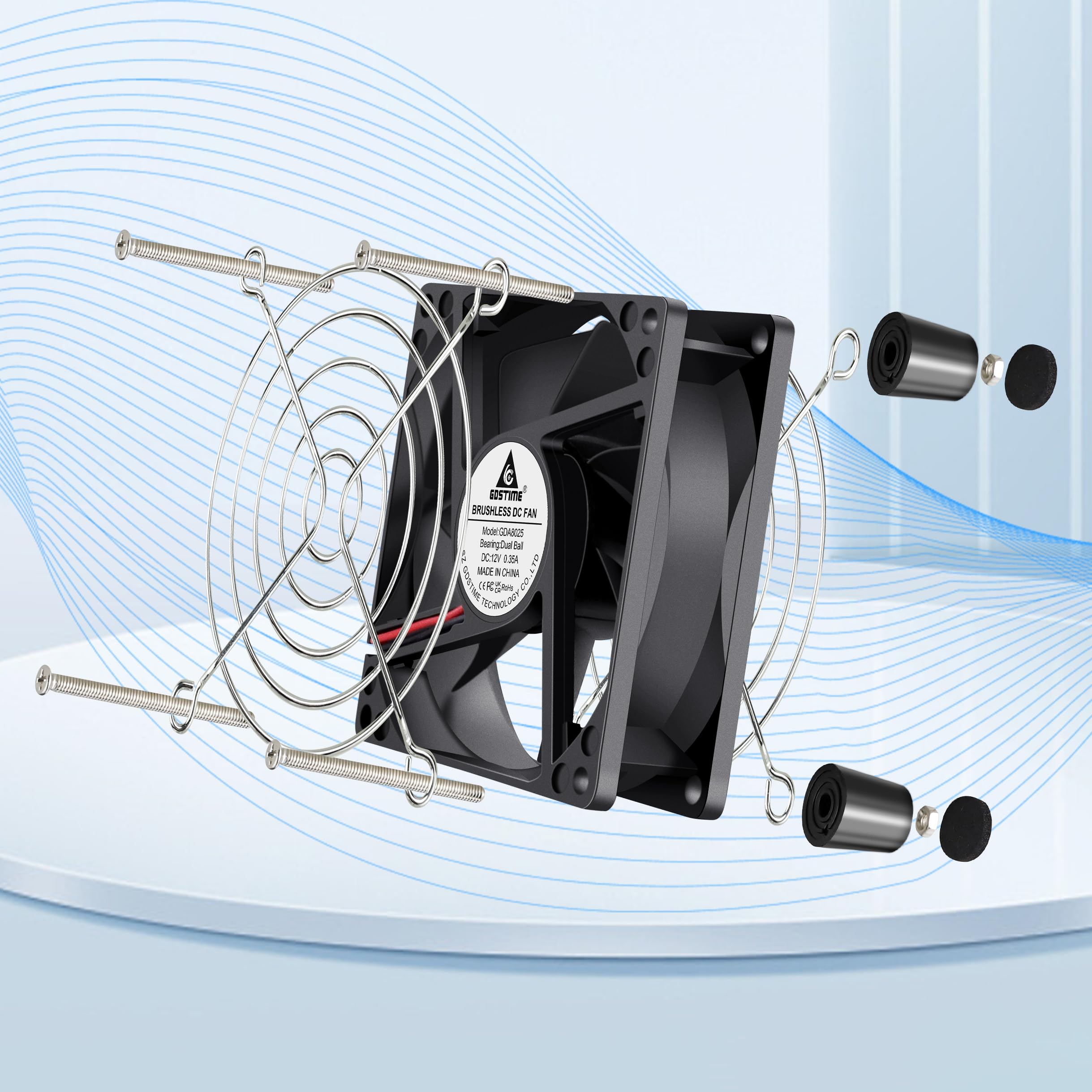 GDSTIME Ventilateur PC 80mm 220V Fan 80x80x25 à Roulement à Billes Réglable | ventilateur 220v 80mm PC Fan 230v 4500 tr/min avec Contrôleur de Vitesse Réglable pour PC Boîtier TV Routeur Modem