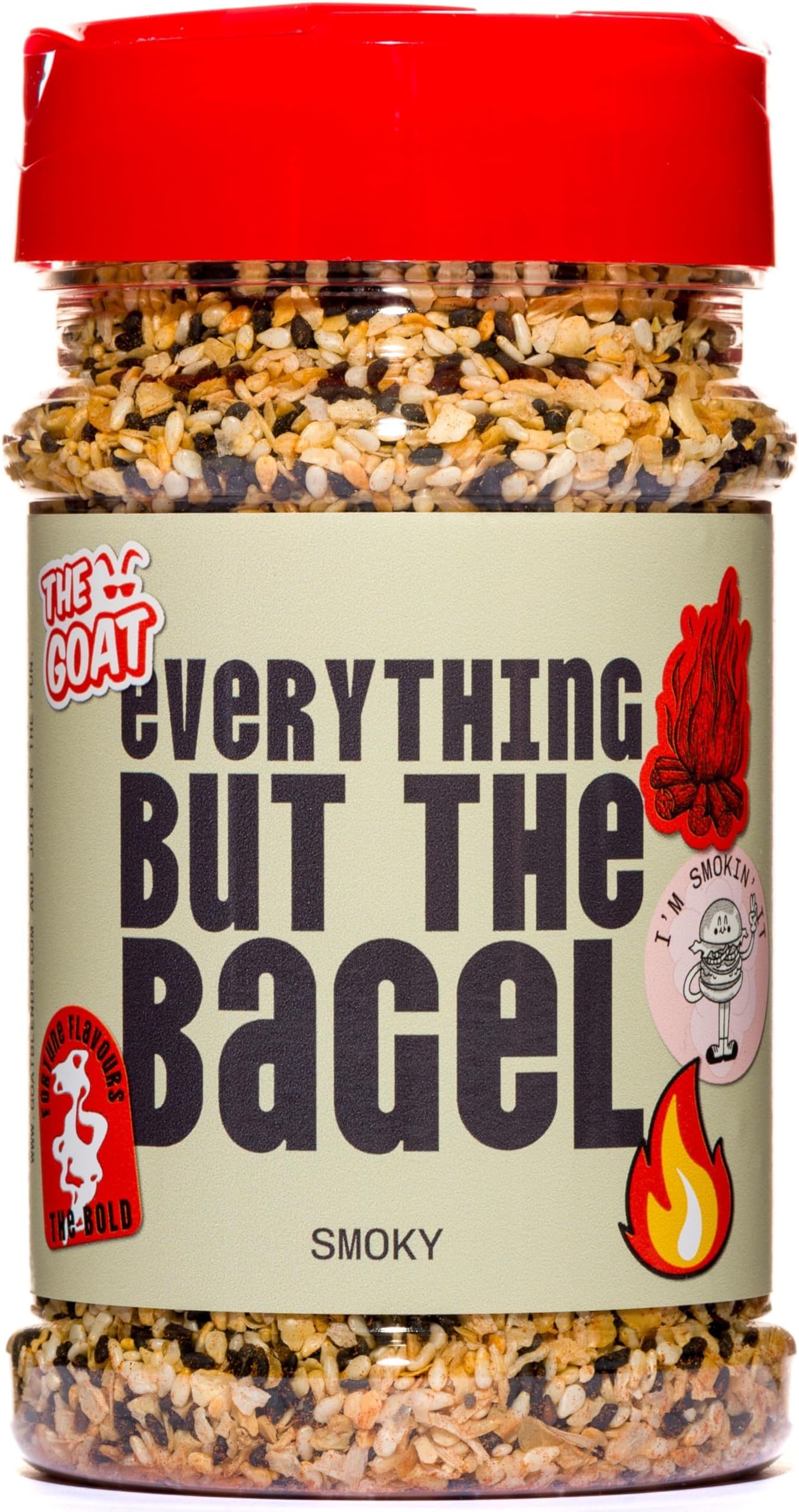 The GOAT Smoky Everything But The Bagel Seasoning Jumbo 180g Shaker - All Purpose Finishing Spice for Meat and Vegetables with Toasted Sesame and Poppy Seeds, Gourmet Artisan UK Made Blend